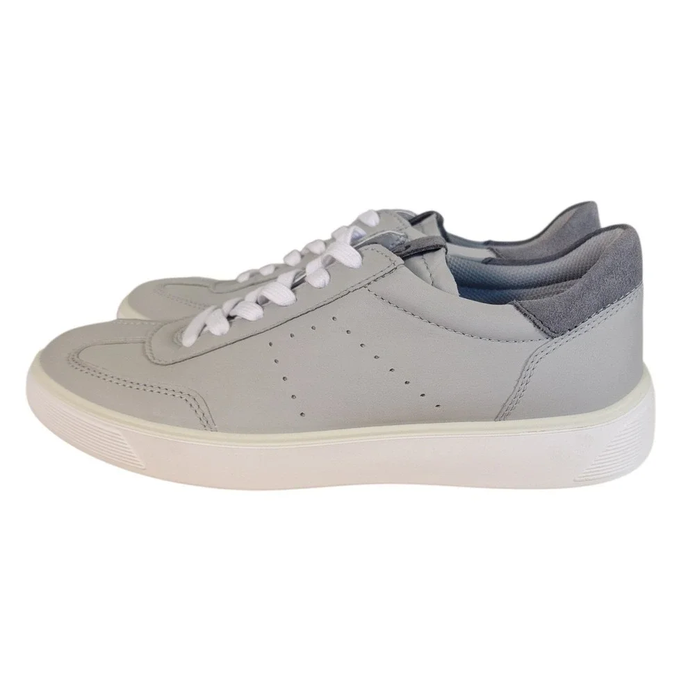 ECCO Mens Traytech Low Top Sneakers Grey Leather Lace Up Casual Sz 7.5 US G567